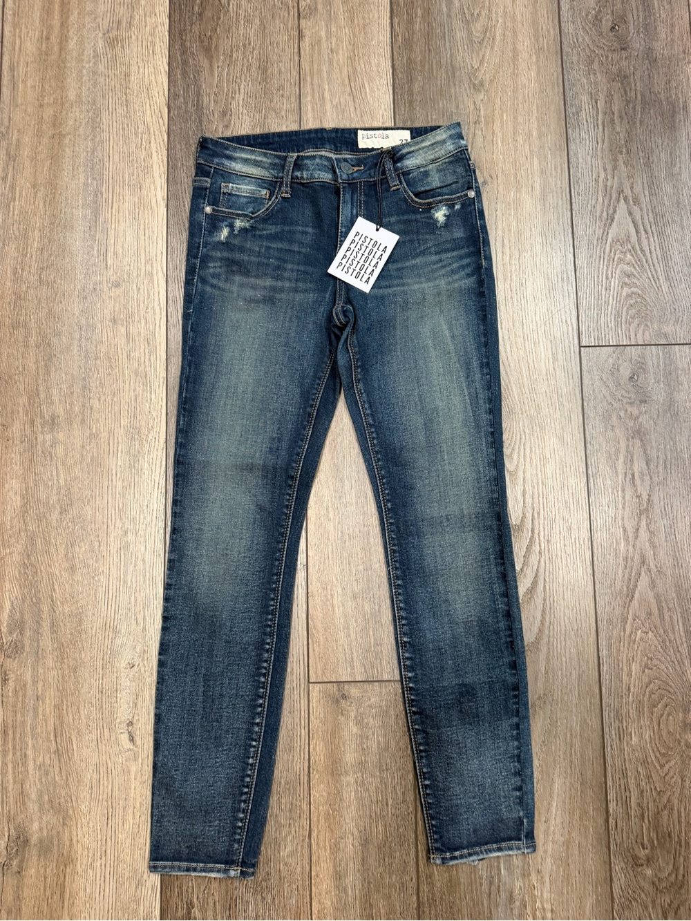 NWT pistola Women’s Skinny Jeans in Washed Dark Blue Size 27